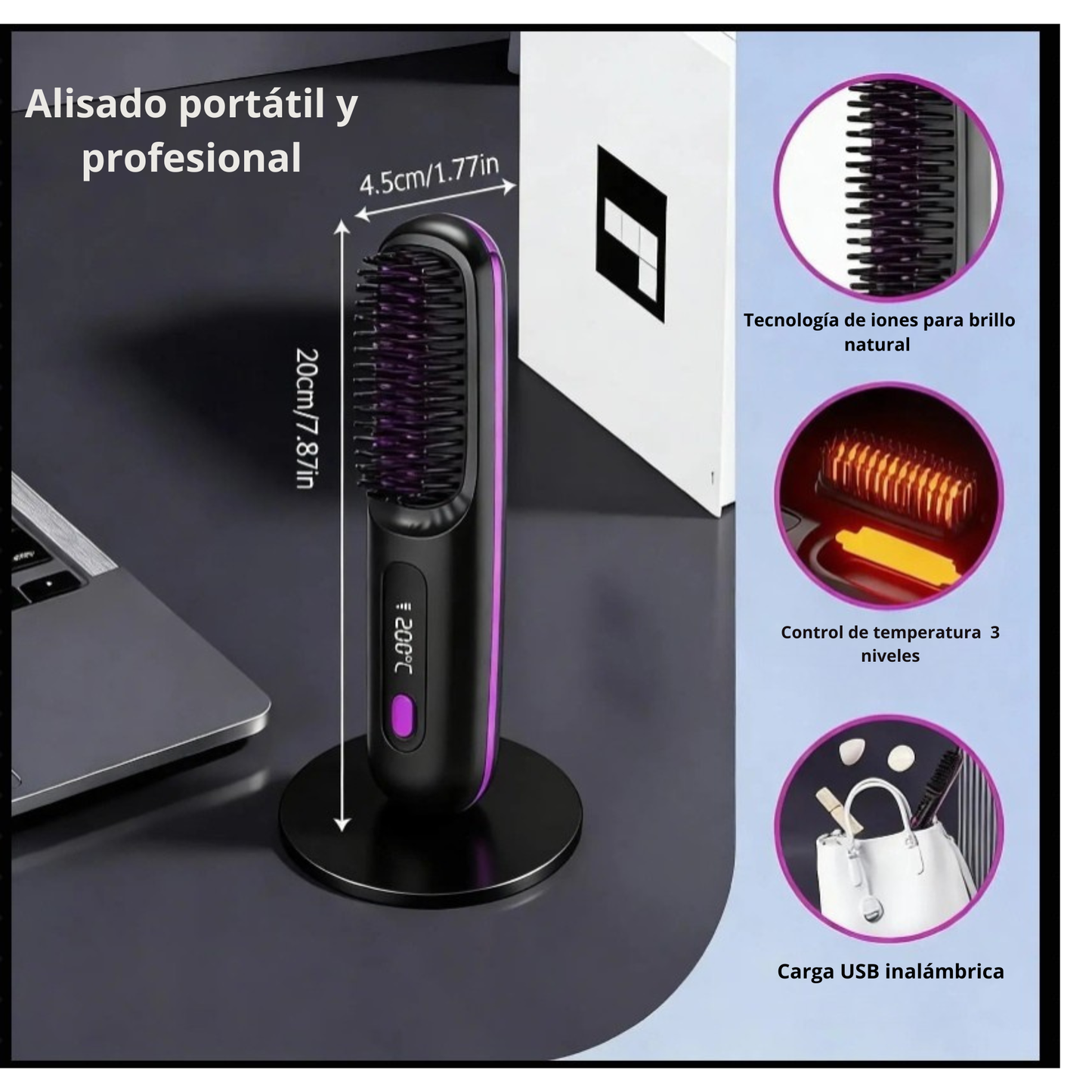 Alisa tu cabello en minutos estés donde estés — sin cables, sin frizz y sin esfuerzo